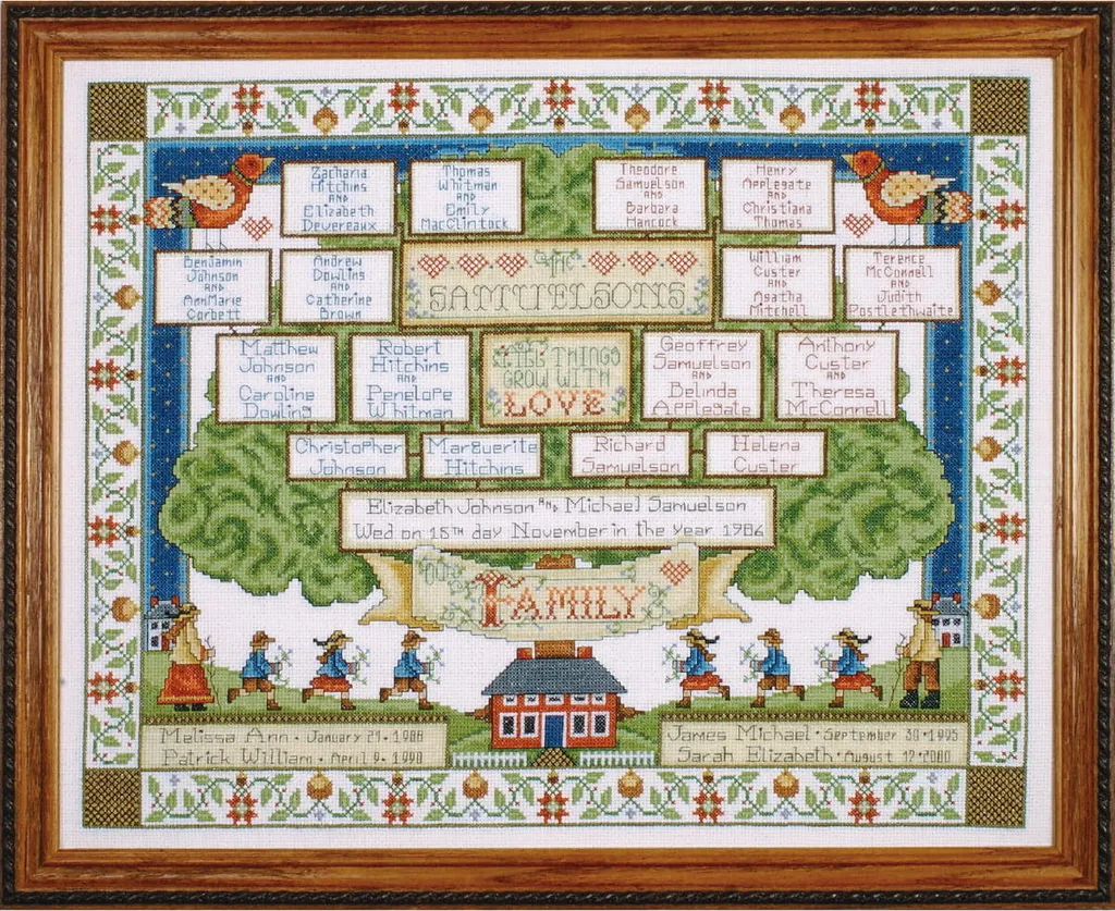 Kit per ricamo a punto croce Design Works "Albero di famiglia", schema contato, 40x51cm