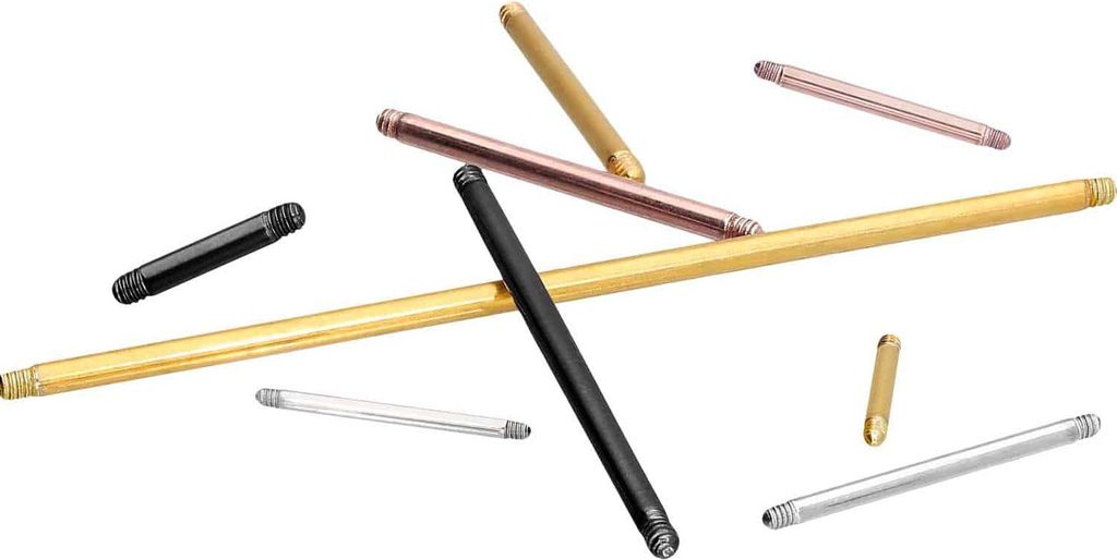 Zungenpiercing, Intim-Piercing Chirurgenstahl Barbell ohne Kugeln Gold Stablänge: 24mm | Stabstärke: 1,6mm