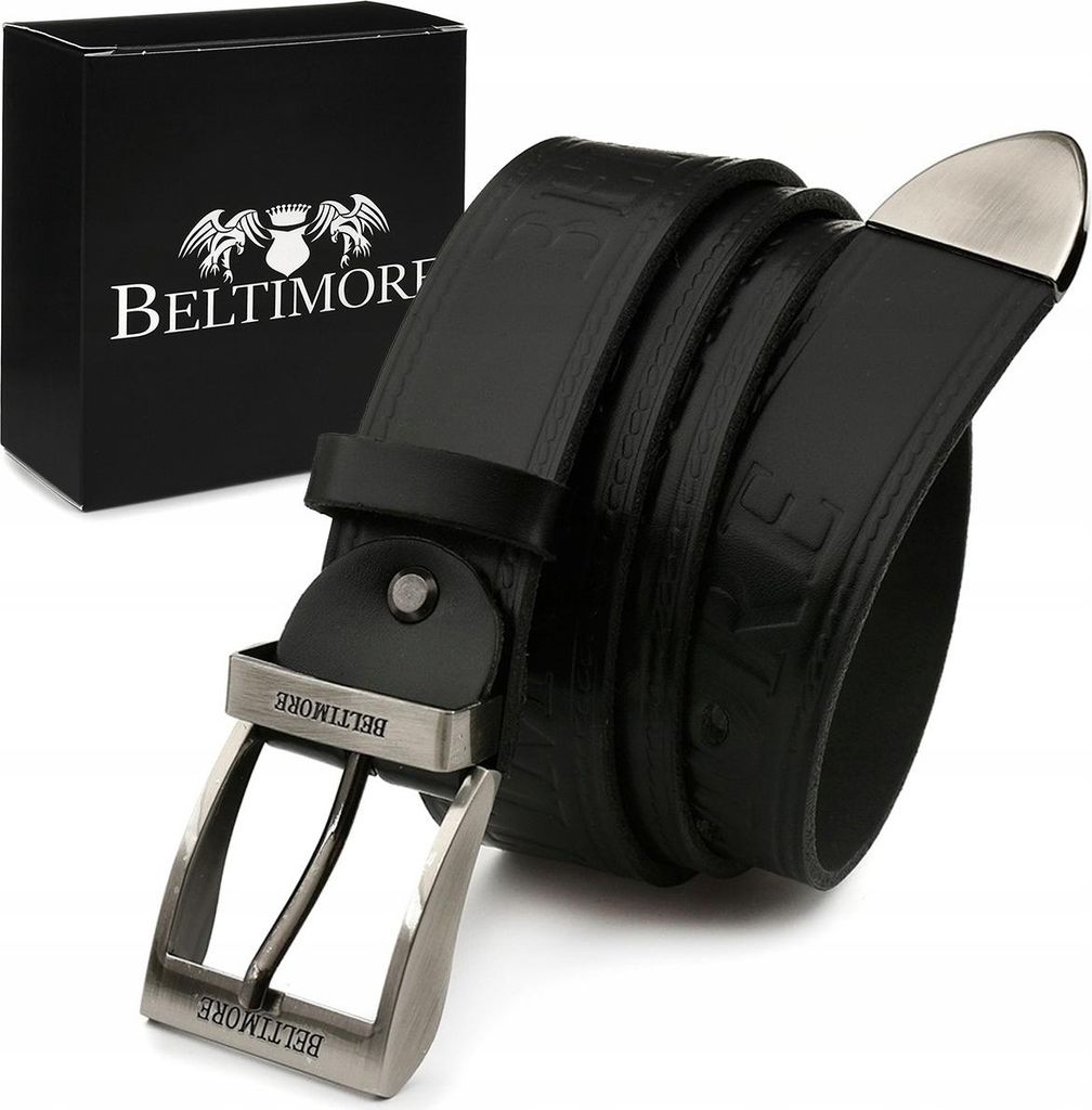 Herrengürtel, breit, schwarzes Leder, 120 £ Produktbild 