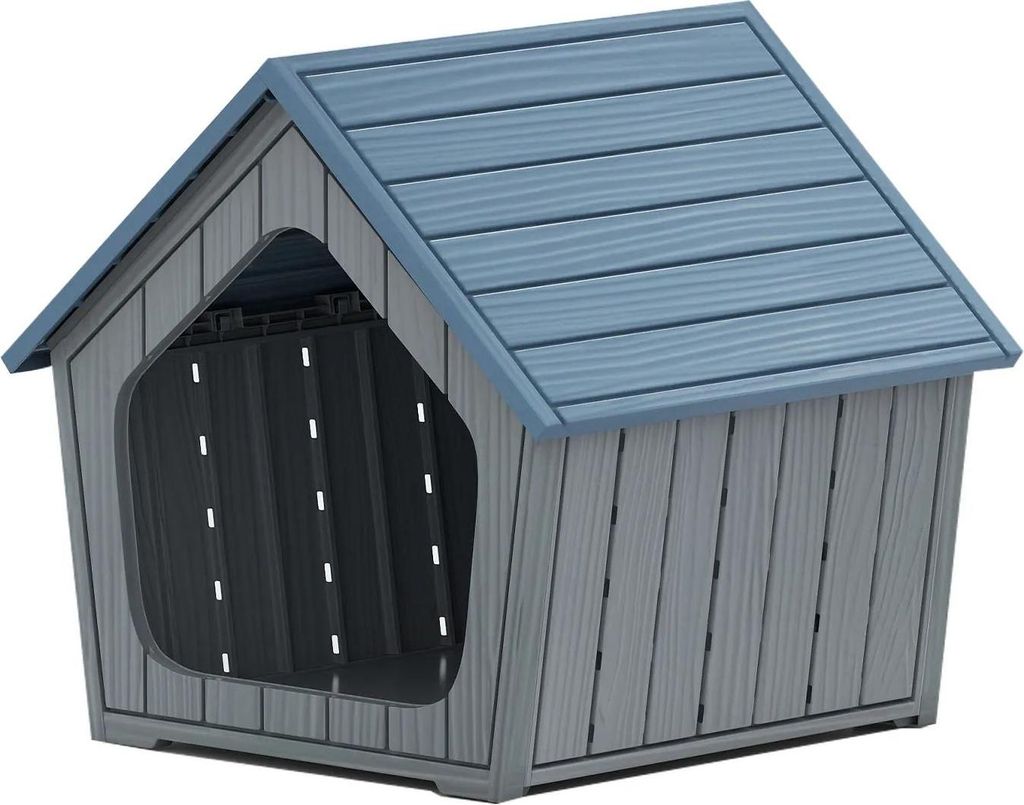 Haustierhaus für Katzen & kleine Hunde - Unterschlupf - Wetterfest - Luftöffnungen - Schrägdach - Für innen & außen - Faser-Material - Blau