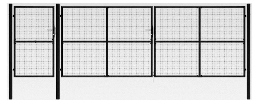 Gartentor Stahl 500x150 cm Anthrazit, robustes Doppel-Zauntor für Garten und Terrasse, langlebiger Maschendraht, inklusive Schloss und 3 Schlüsseln