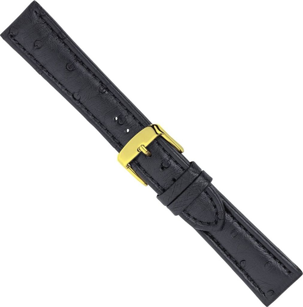 Ersatzband Uhrenarmband Leder Band schwarz 26569G, Stegbreite:22mm