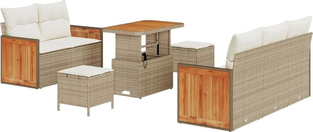 vidaXL Gartensofa-set mit Kissen 8 pcs Beige und Creme