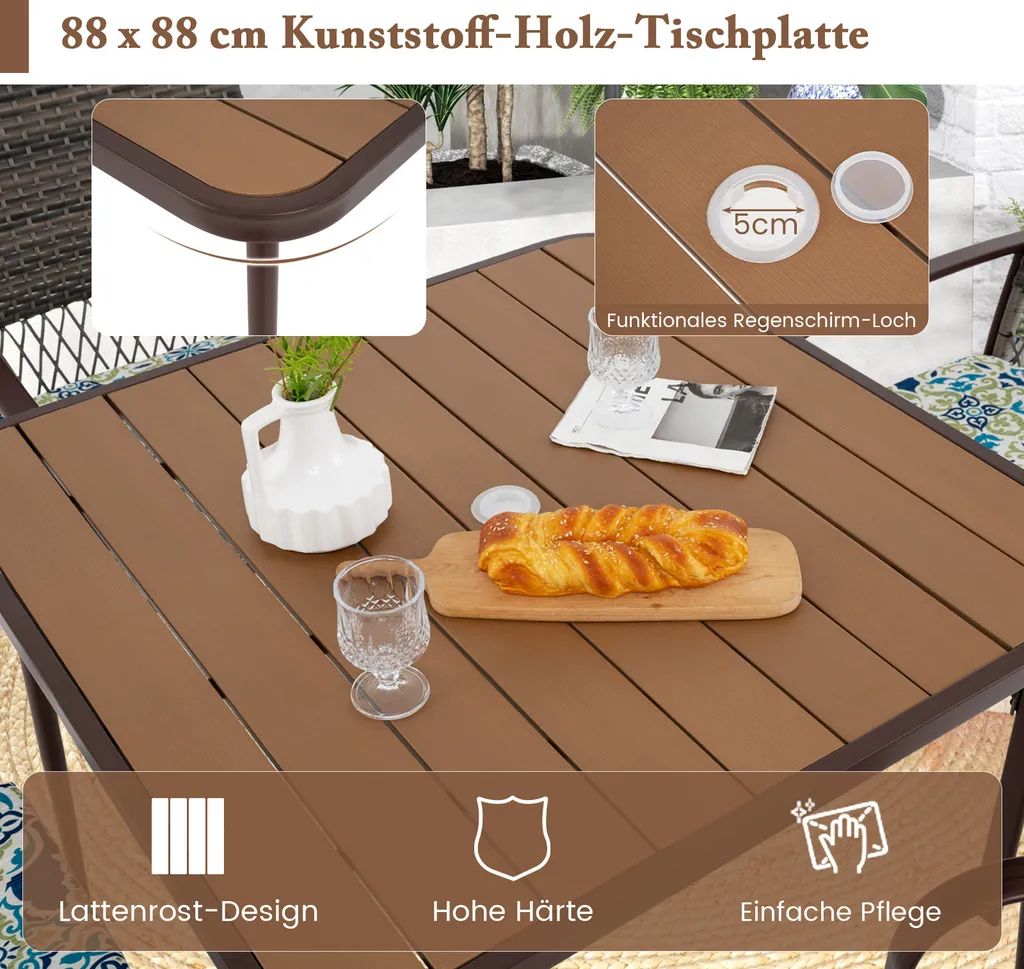 Ensemble Repas Extérieur pour Terrasse avec 4 Chaises et Table Ronde - 4