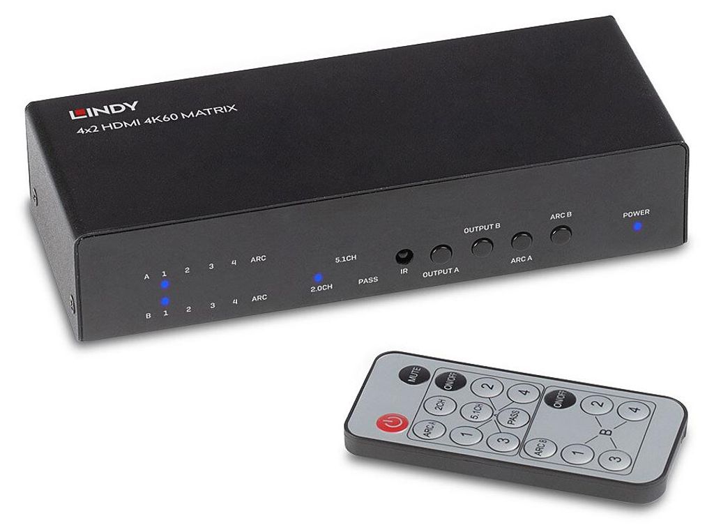 LINDY 4x2 HDMI 2.0 18G Matrix Switch Immagine del prodotto 