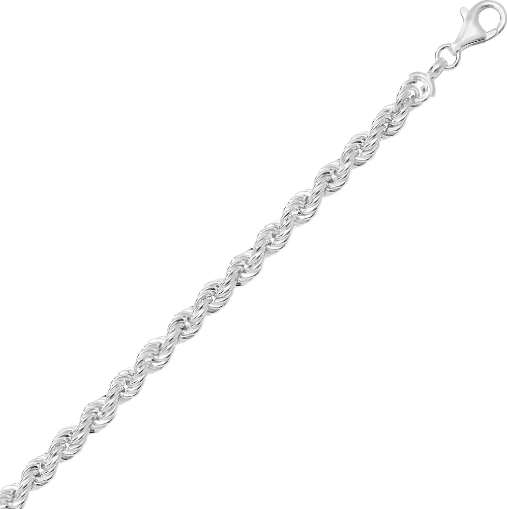Chaîne argent massif 925 maille corde épaisse 7mm longueur 76cm chic