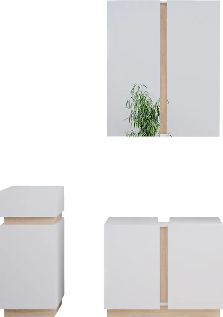 Meubles salle de bain Vicco Gloria Blanc 3 pièces avec armoire Model 40888