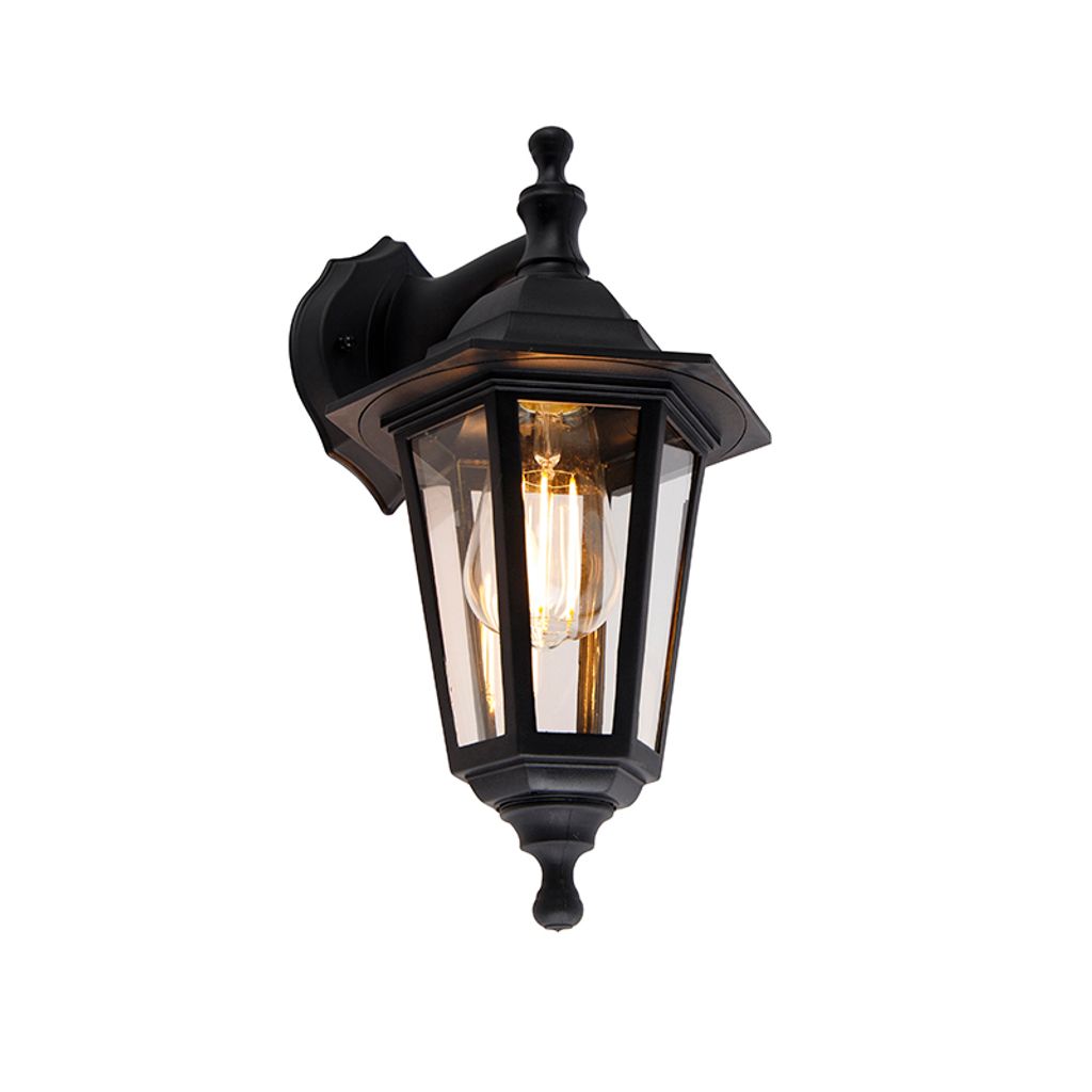 Klasyczna lampa ścienna zewnętrzna czarna IP44 - New Haven Zdjęcie produktu 