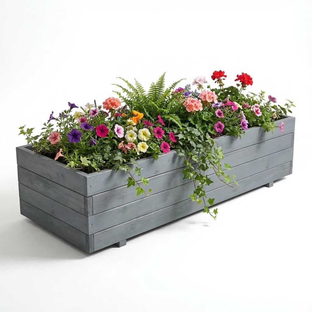 IvoQ Großer Holz-Pflanzkübel - Blumenkasten für Außen & Produktbild 