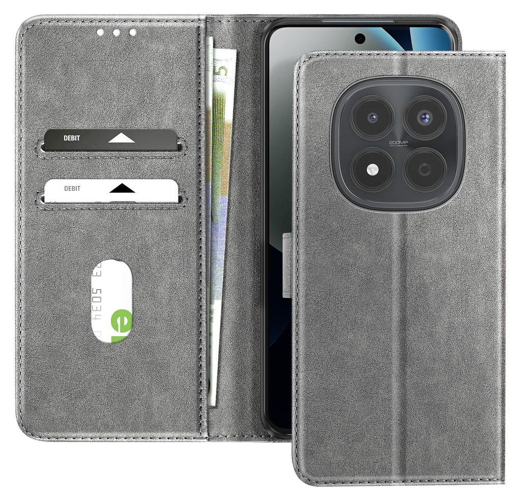 Avizar, Klapphülle Chesterfield Serie Standfunktion für Redmi Note 15 Pro 4G, Grau