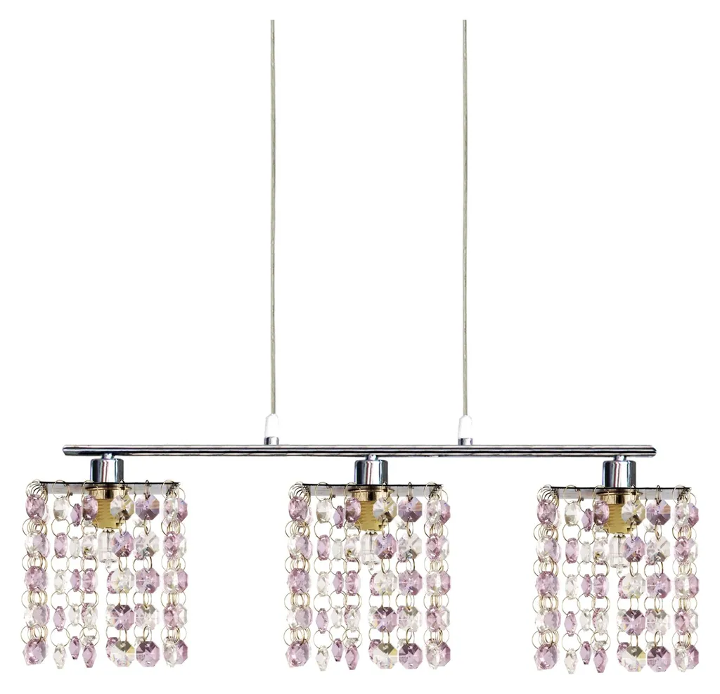 Lustre Moderne CLASSIC 3 Lumières Violettes et Chrome Haut de Gamme