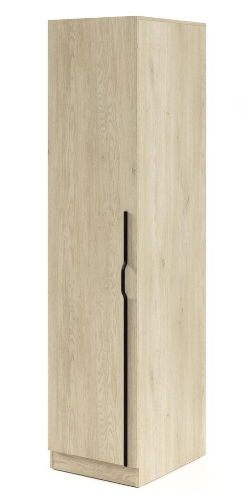 Wäscheschrank BRAGA BR5dc 50 cm – Modulares Schranksystem mit Regalen und Kleiderstange, Metallgriff, Eiche Cremona