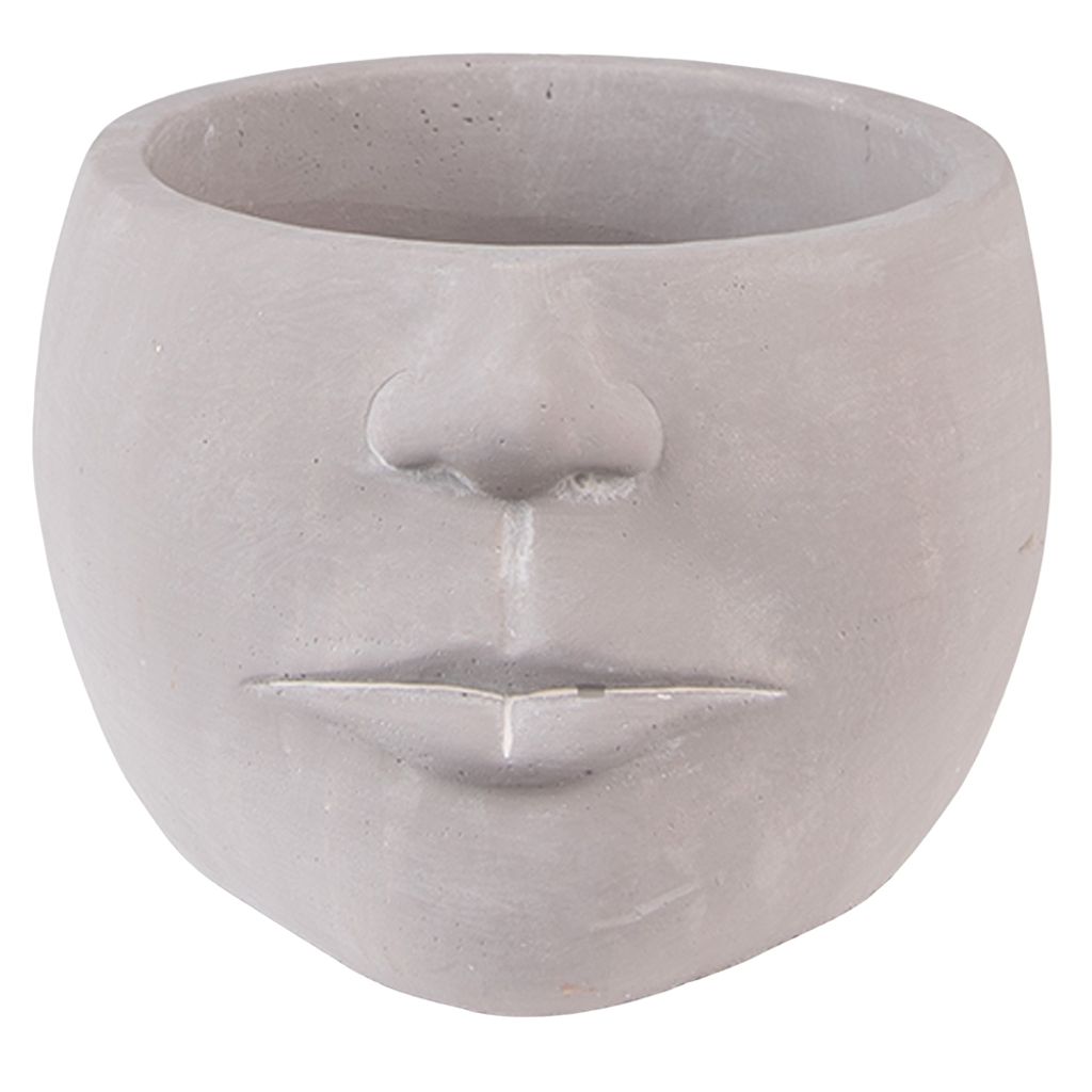 Vaso da fiori Clayre & Eef Face 17x15x10 cm Pietra grigia Immagine del prodotto 