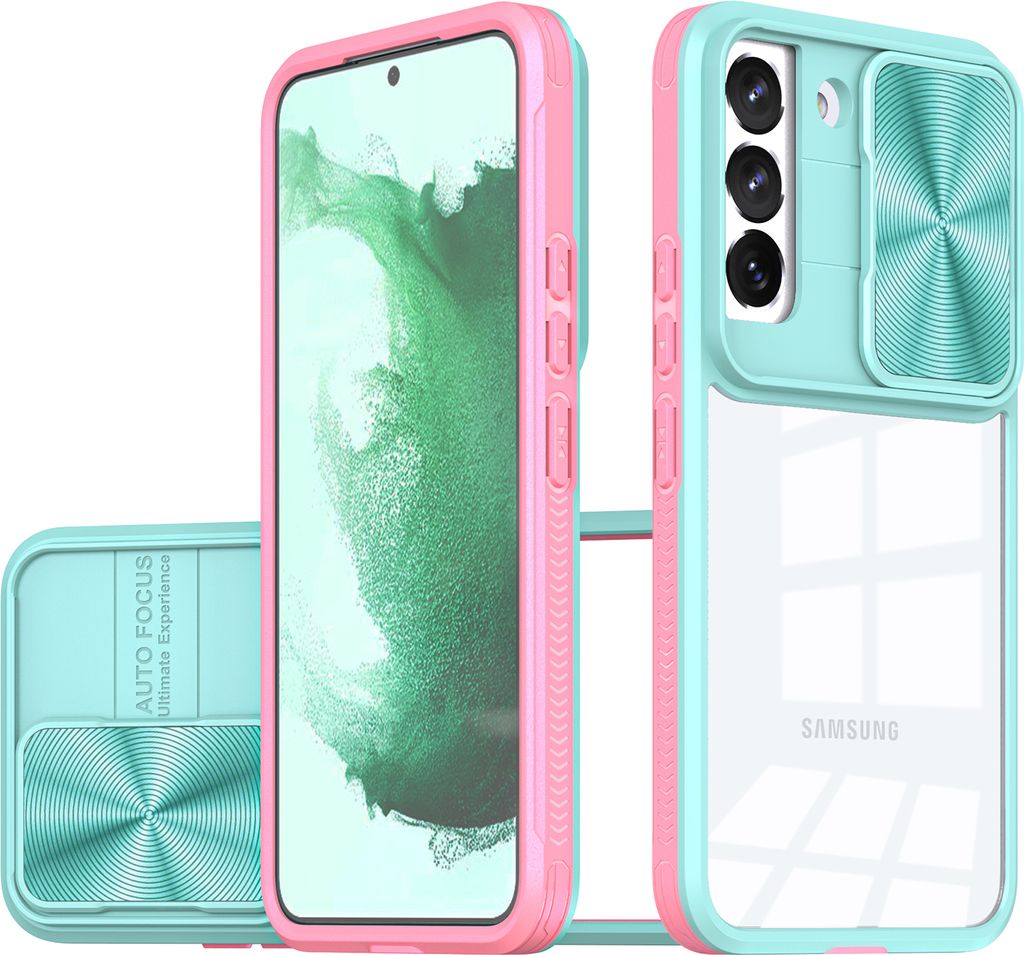 Galaxy S22 5G Hülle, TPU Bumper mit mit Schiebe Kamera Schutz Klar Schutzhülle für Samsung Galaxy S22 5G Hellblau