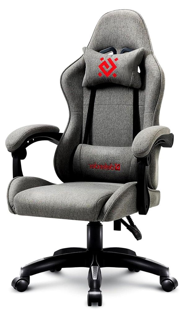 Gaming Stuhl Ronin – Ergonomischer Stuhl für Gamer – Atmungsaktiver Stoff – 135° neigbare Rückenlehne – Nacken- und Lendenkissen – bis...