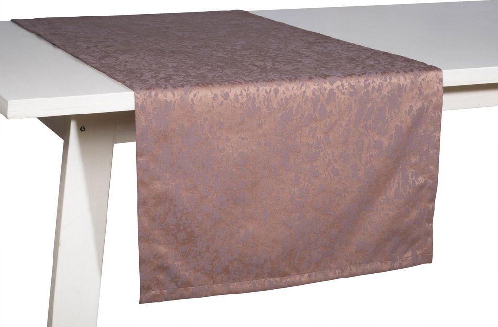 Pichler Jacquard mit Fleckschutz marmoriert Tischläufer 1er Set 150 x 50 cm MARBLE Rechteck rosenholz , 2 cm breit gesäumt