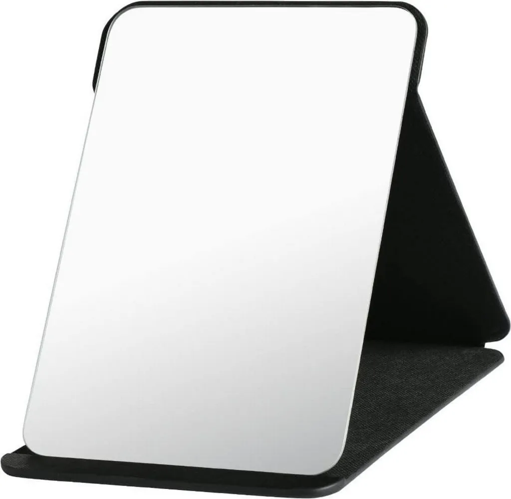 Miroir cosmétique de voyage grand format pliable et portable Noir