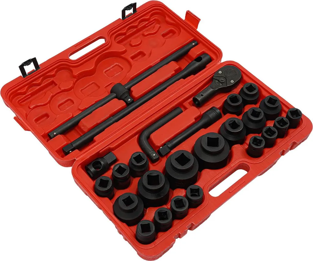 Coffret de 26 douilles à frapper 3/4 et 1 pouce en acier au carbone 45