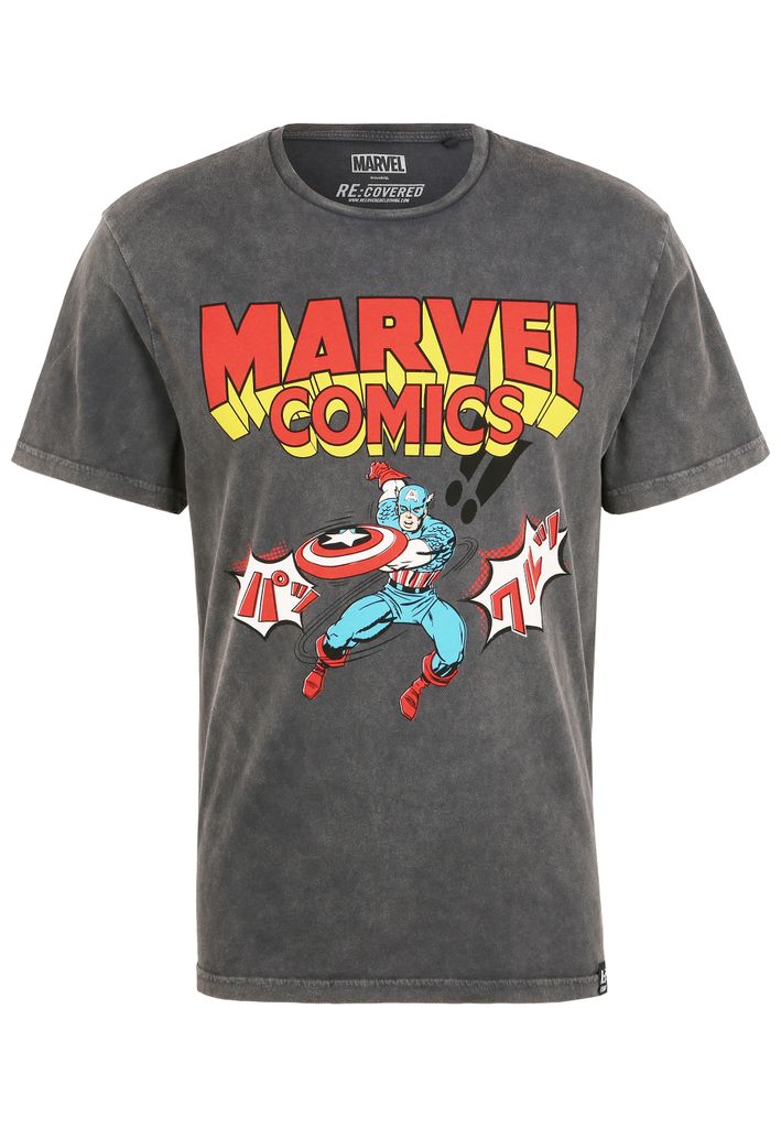 Recovered T-Shirt Marvel Comics Captain America Japan mit coolem Captain America-Print Grey L