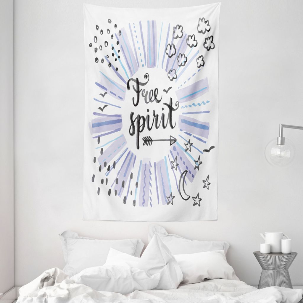 ABAKUHAUS Zitat Wandteppich und Tagesdecke, Starburst Free Spirit aus Weiches Mikrofaser Stoff Waschbar ohne Verblassen Digitaldruck, 140 x 230 cm,...