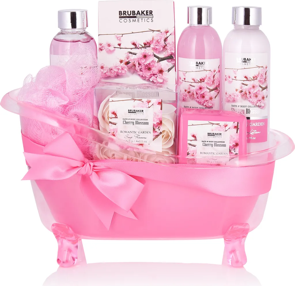 BRUBAKER Cherry Blossom Bath Set 8 Pezzi: Regalo Donna in Vasca Rosa