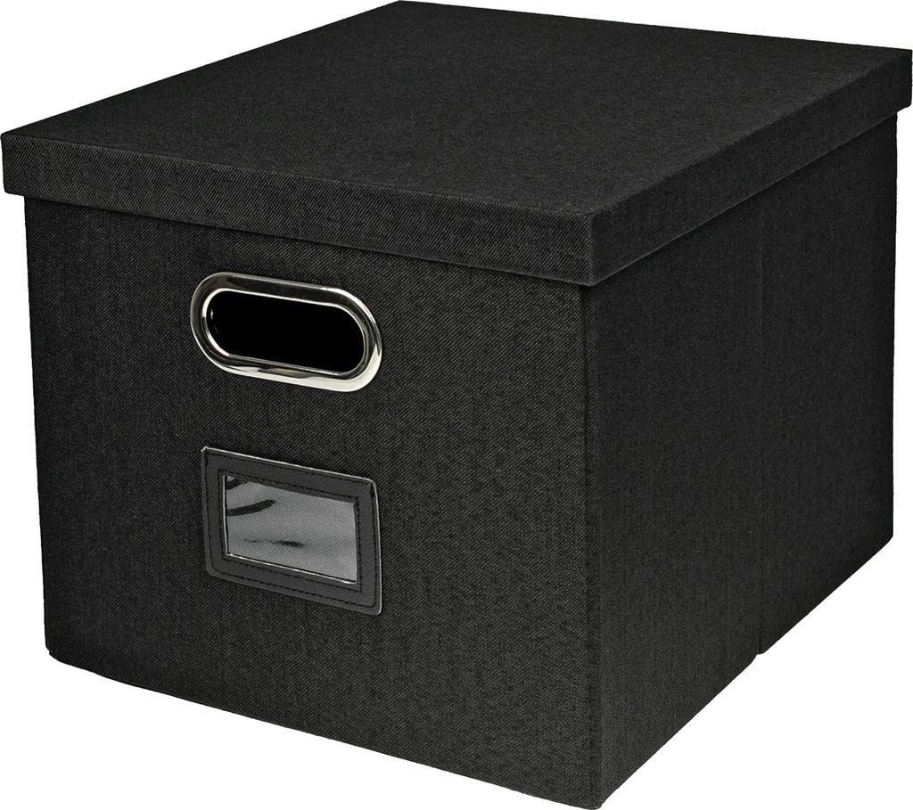 HMF 250473-02 Aufbewahrungsbox für Hängeregister passend für Kallax, DIN A4 Format, Schwarz