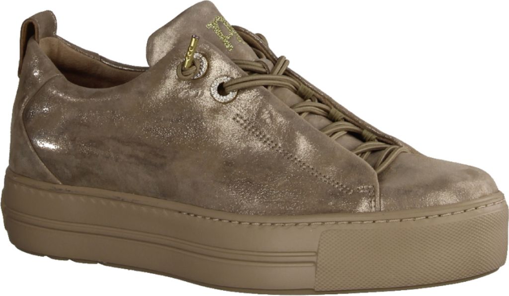 Paul Green 5417-066 Damensneaker, Leder, Champagne, Schnellschnürung - Damenschuhe Top Trends, Mehrfarbig, leder (metallic samtziege)