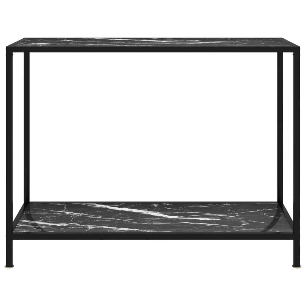Tavolo da Ingresso Nero 100 cm Vetro Temperato | Consolle Salvaspazio