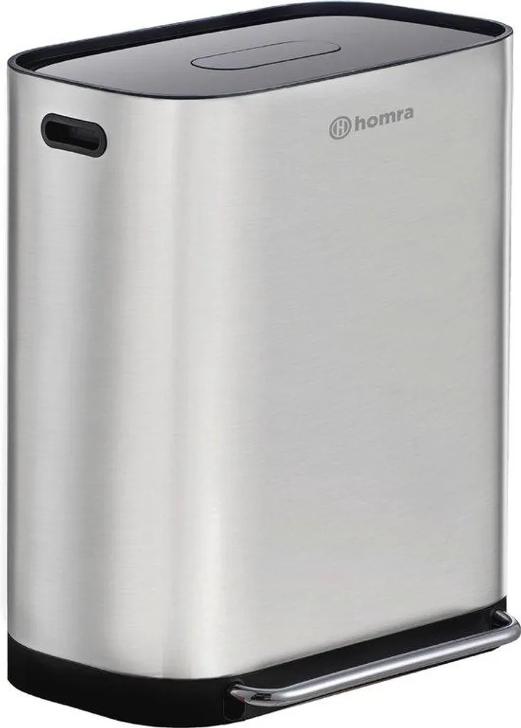 Poubelle 60L inox fermeture douce 2 bacs amovibles design silencieux