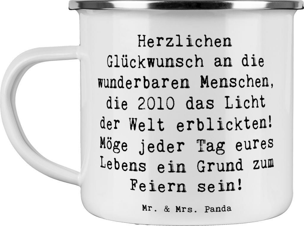 Mr. & Mrs. Panda Emaille Tasse Spruch 2010 Geburtstag - Weiß - Geschenk, Humors, besonderer, becher, Geburtstagsgeschenk, Glückwunsch, Pott, Teet...