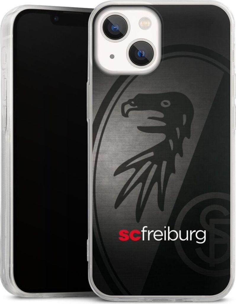 DeinDesign Slim Hülle für Apple iPhone 13 Mini Silikon Case Ultra Dünn Handyhülle Metallic Look Offizielles Lizenzprodukt SC Freiburg