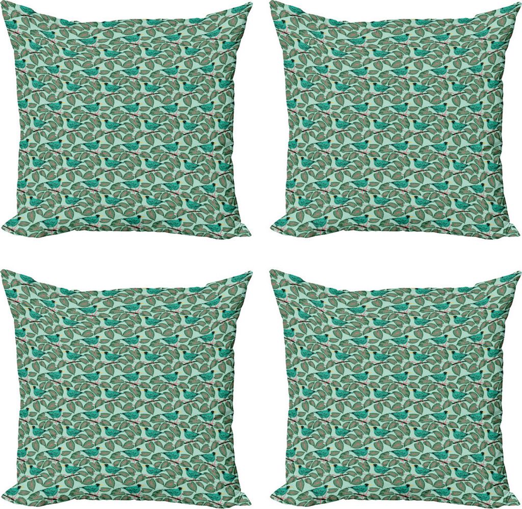 ABAKUHAUS Tropisch Kissenbezug Set (4 Stück), Exotische Flora und Fauna, Moderner Doppelseitiger Digitaldruck, 50 cm x 50 cm, Mehrfarbig