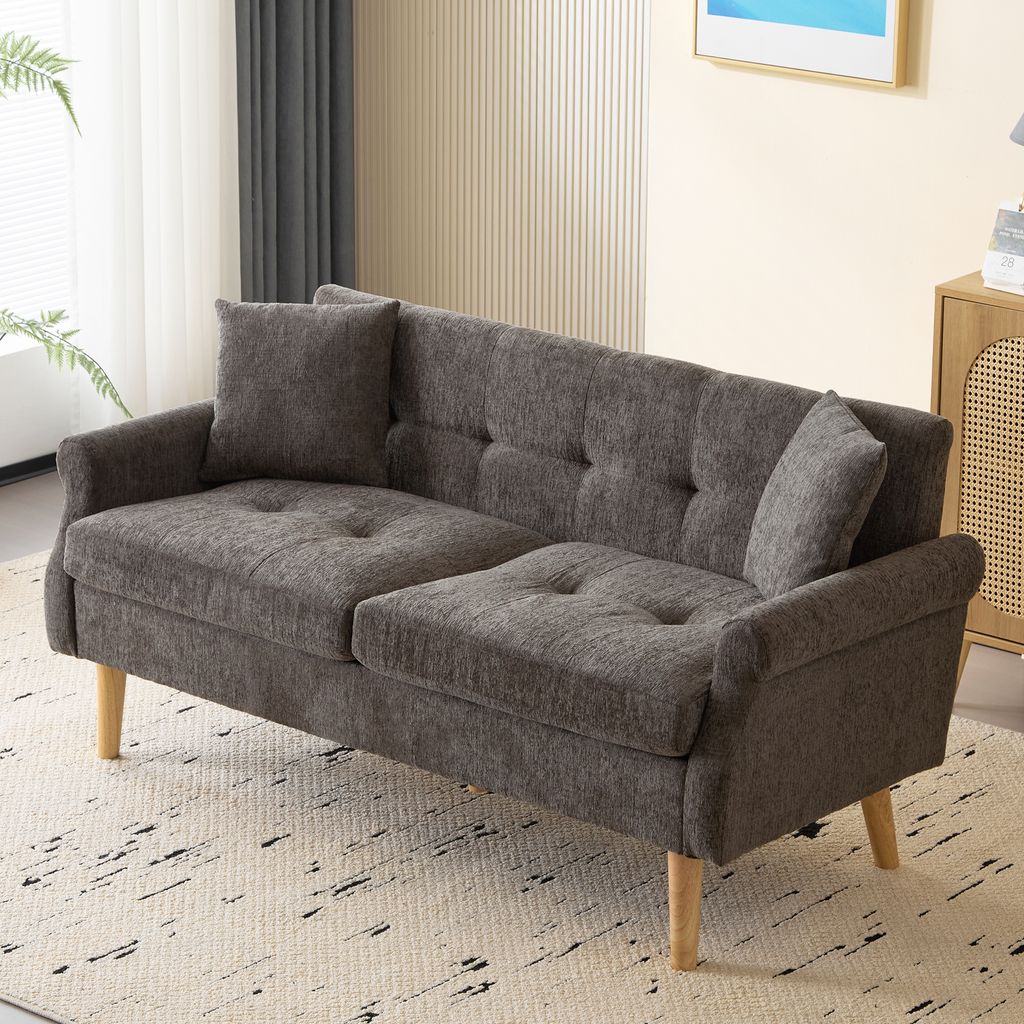 Merax 2-Sitzer Doppelsofa mit dicken Kissen, Holzbeinen und Produktbild 