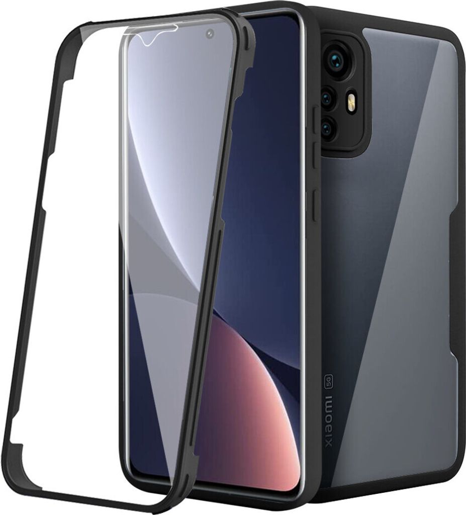 Xiaomi 12 Pro Schutzhülle, Eingebautem Displayschutz 360 Grad Komplettschutz Handyhülle für Xiaomi 12 Pro Schwarz