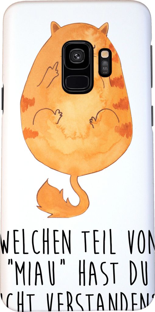 Mr. & Mrs. Panda Samsung Galaxy S9 Handyhülle Katze Mittelfinger - Weiß - Geschenk, Cover, Handy Schutzhülle, Hülle, Cat, Cats, Kater, Smartpho...