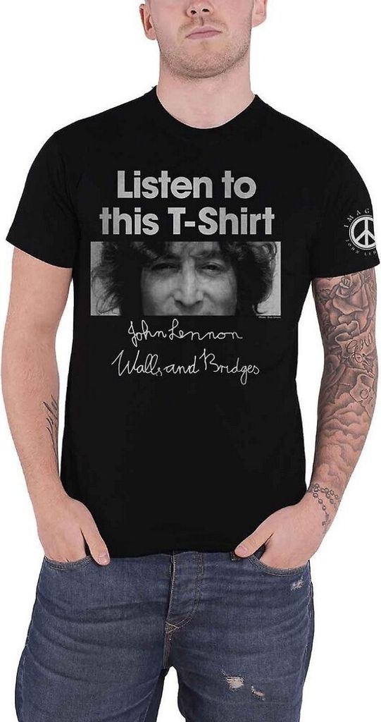 John Lennon - "Listen Lady" T-Shirt für Herren/Damen Uni RO2708 (L) (Schwarz)