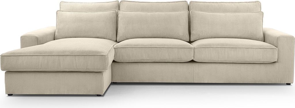 BETTSO Ecksofa Großes U Form Couch Couchgarnitur Eckcouch Sofa Ecksofa mit Kissen und Armlehnen aus Cordstoff VALENTINO U Sand Links