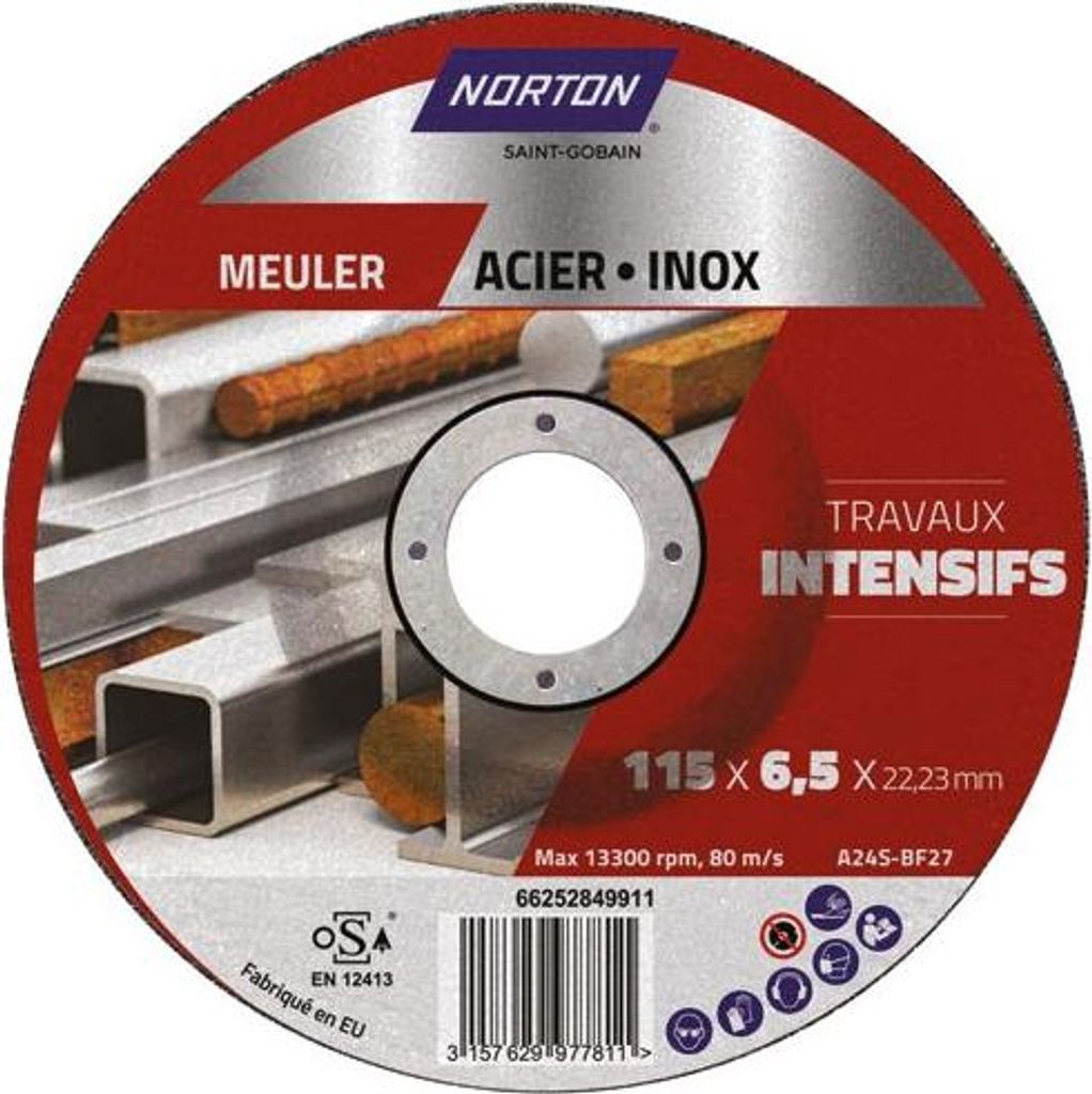 Schleifscheibe für Abbeizer, Radaufnahme, intensives Metall, 115x6,5x22,2 – Saint-Gobain Abrasifs