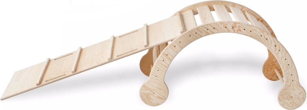 Woodforkid Klettergerüst Kinder Montessori Liwia Gr. L, Kletterbogen mit Rutsche