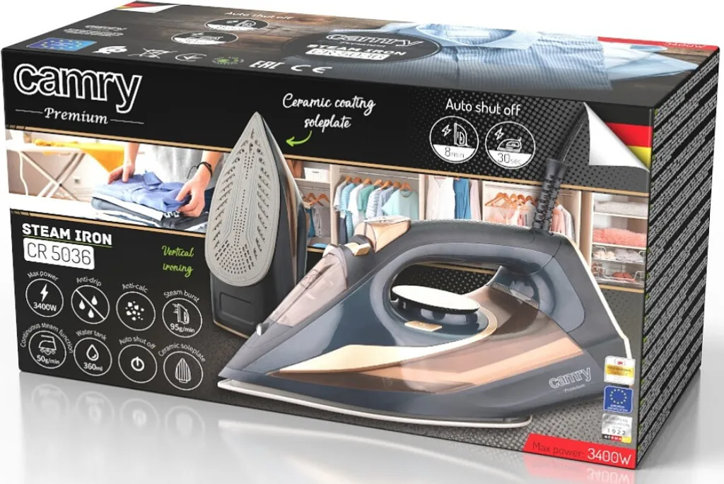 Camry CR 5036 Fer à repasser 3400W vapeur ultra puissante et précise