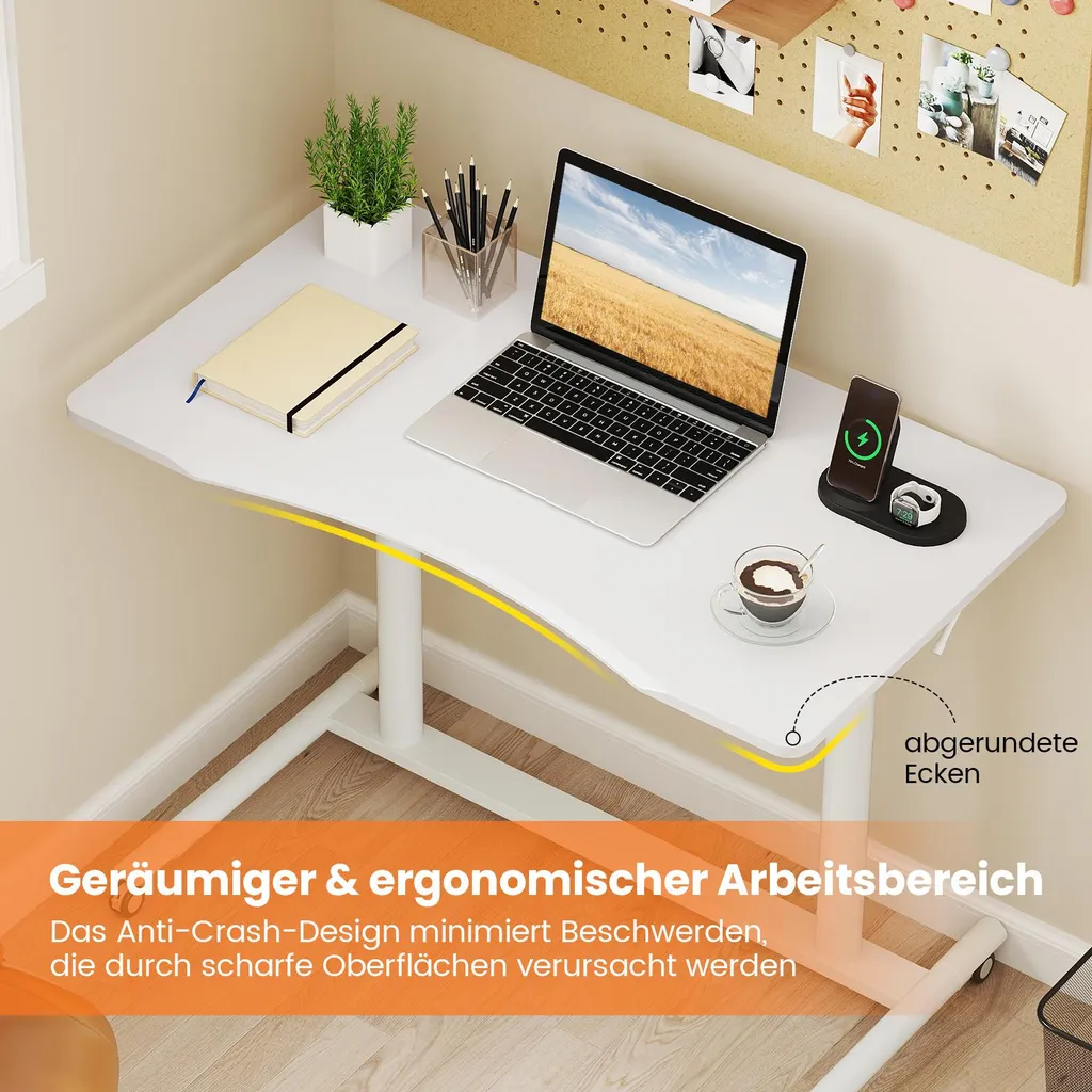Table pour ordinateur portable design en C table d'appoint blanche - 3