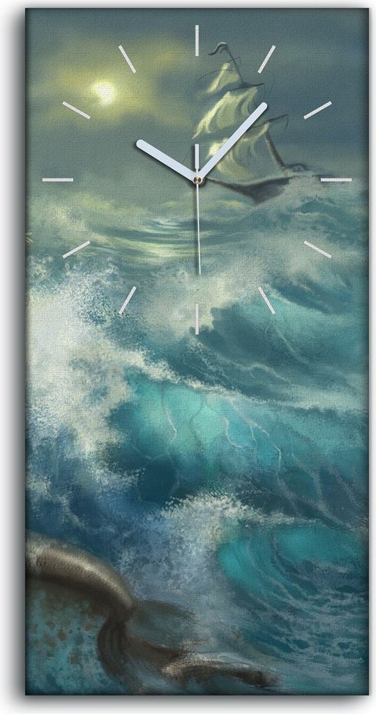 Leinwand Wanduhr Wandkunst Uhr 30x60 Gemälde Meerjungfrauen Produktbild 