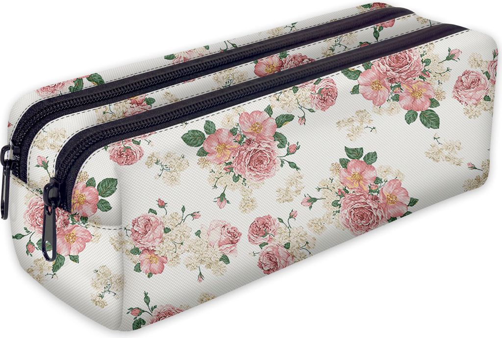 Mäppchen, Federtasche, Federmäppchen 2 Fächer, Schüleretui, lustiges 3D-Motiv, Blumen [107]