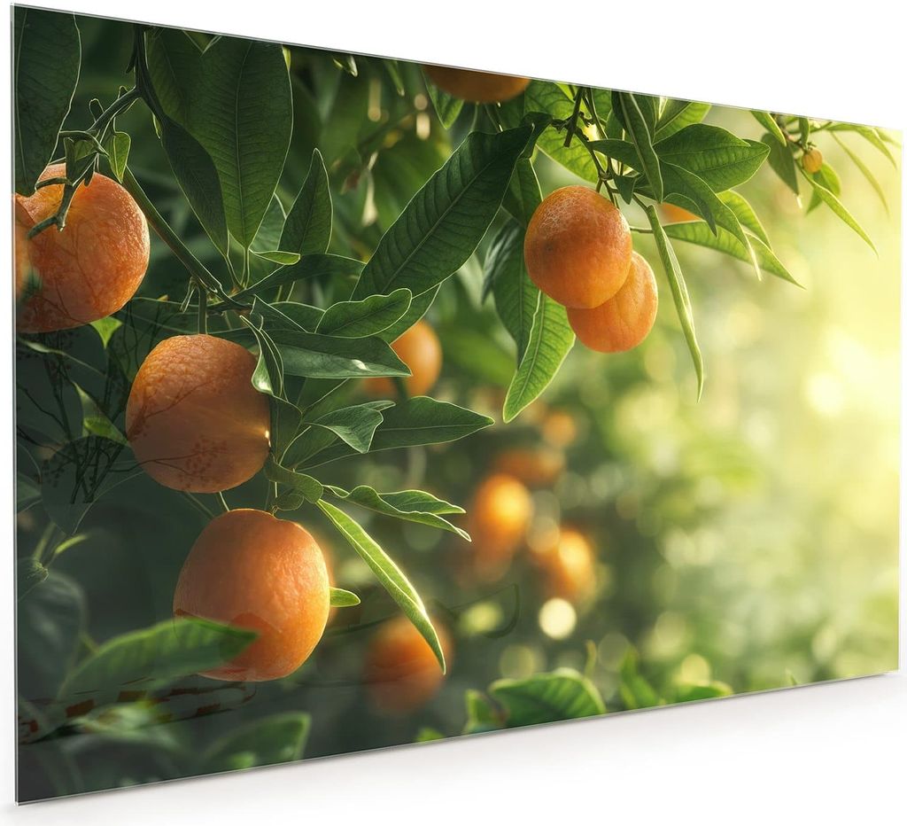 Küchenrückwand Spritzschutz Glas mit Motiv Orangenbaum Closeup 40 x 40 cm