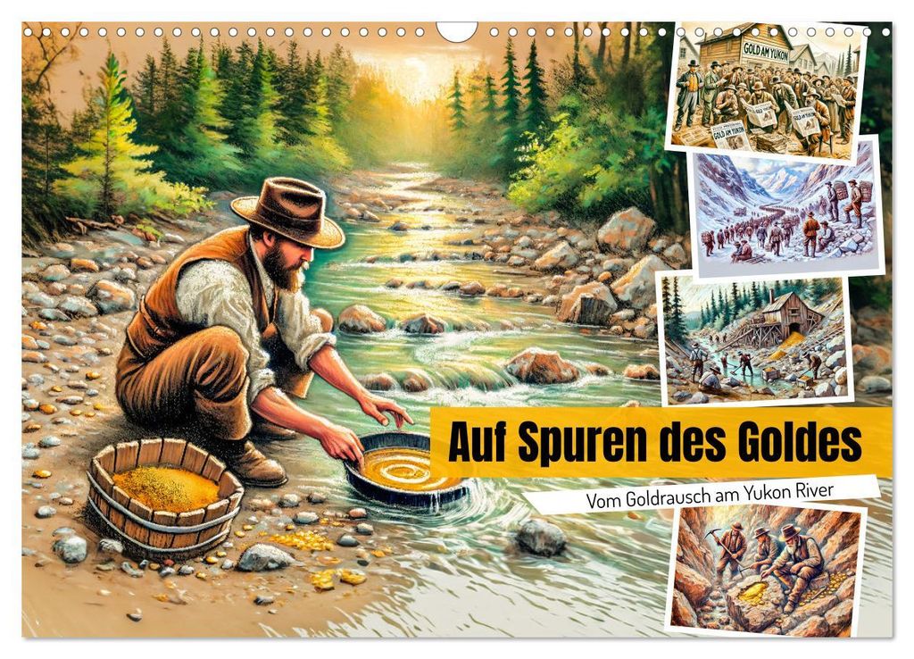Auf den Spuren des Goldes - Vom Goldrausch am Yukon River (Wandkalender 2027 DIN A3 quer), CALVENDO Monatskalender