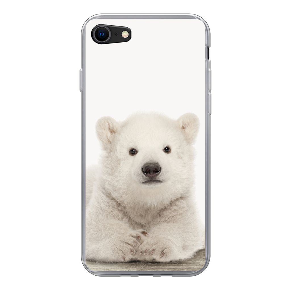 MuchoWow Handyhülle Schutzhülle Hülle für iPhone 7 Eisbär - Tiere - Kinder - Weiß - Jungen - Mädchen Silikon Softcase Handy Hülle - Karte...
