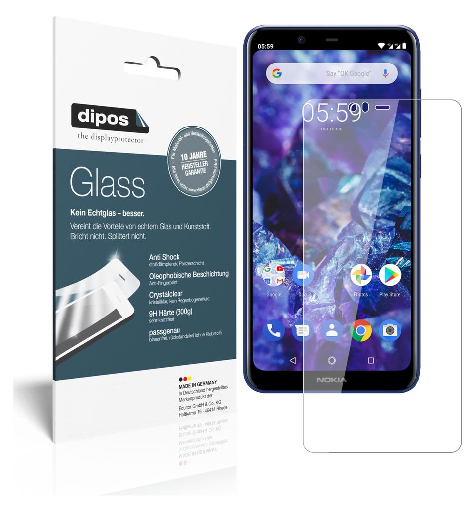 2x Schutzfolie für Nokia 5.1 Plus - Anti-Shock 9H Folie Glass Kunststoffglas