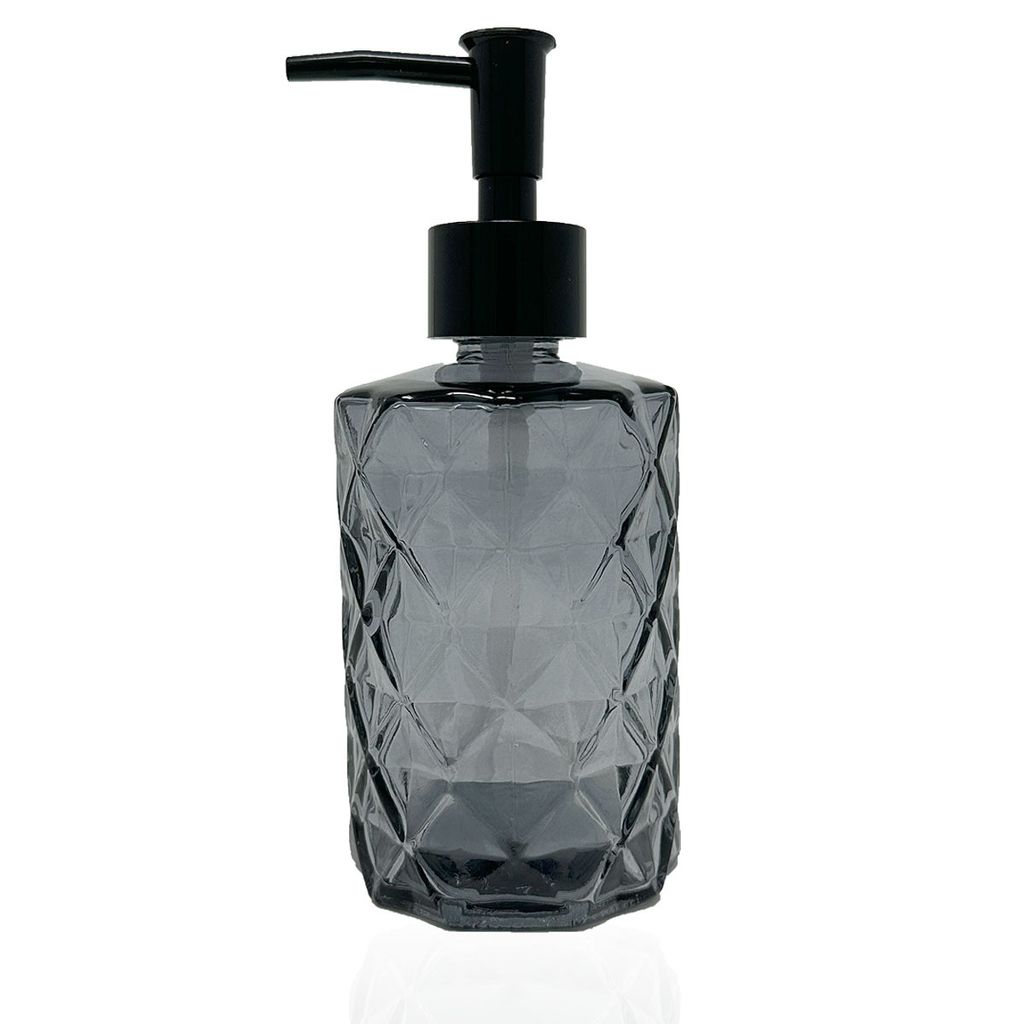 2er Set Glas Seifenspender Schwarz 330ml Pumpspender inkl