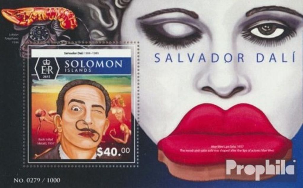 Briefmarken Salomoninseln 2015 Mi Block 470 (kompl. Ausg.) postfrisch Salvador Dalí