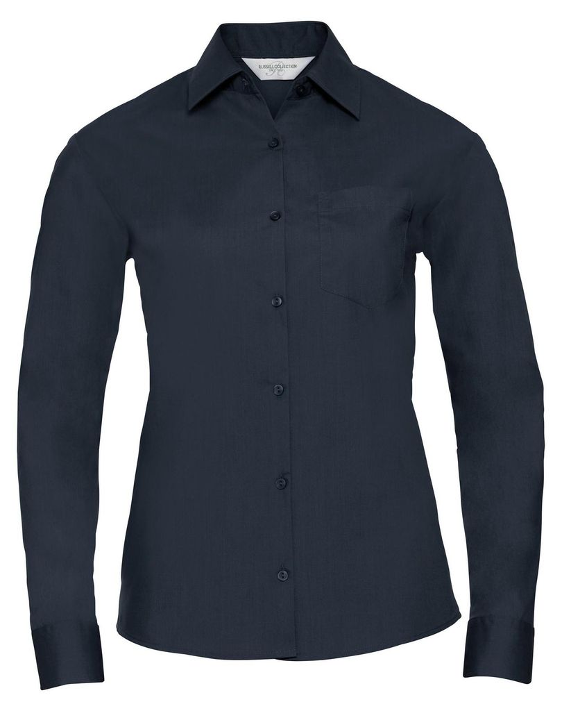 Russell Collection Damen Langarm Bluse FK747 (XL) (Dunkles Marineblau)